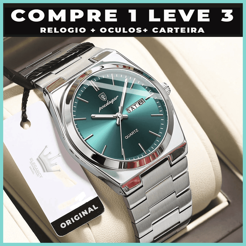 Relogio Elegancy Classic + 2 Brindes-ENCERRA HOJE 01-12