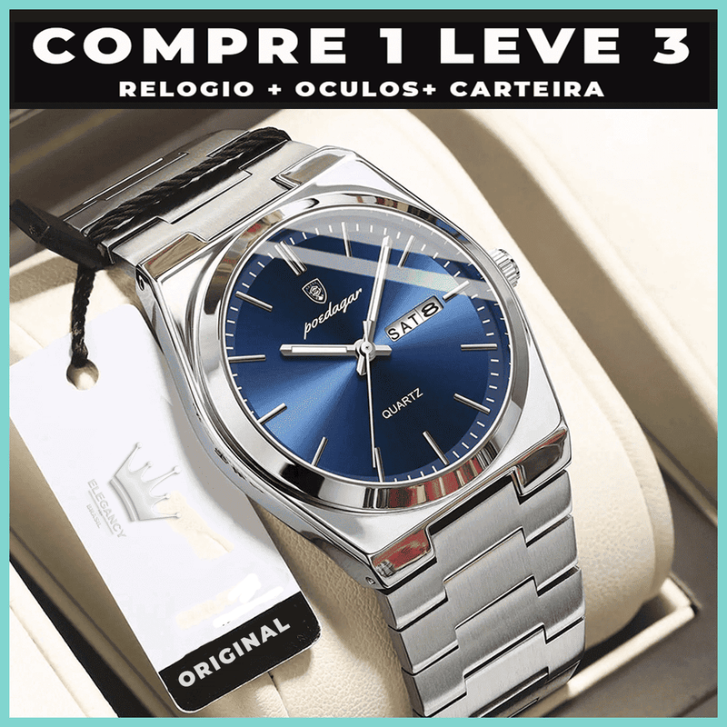 Relogio Elegancy Classic + 2 Brindes-ENCERRA HOJE 01-12