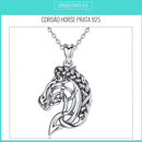Cordão de Prata Pingente de cavalo