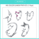 Conjunto 5 Anéis de Prata 925  Glamour
