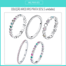 KIT DE ANÉIS ARCO IRIS PRATA 925