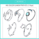 Conjunto 5 Anéis de Prata 925  Glamour
