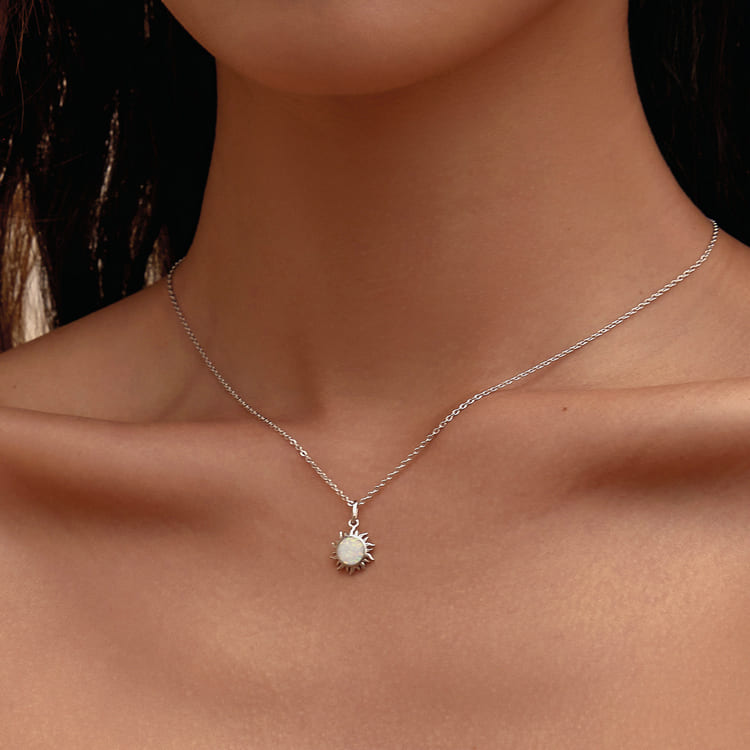 Colar de Prata feminino Opalla Pingente de sol