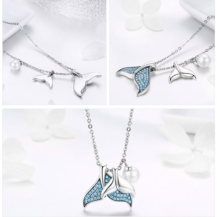 Colar Feminino calda de sereia prata 925