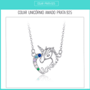Colar Feminino de Prata Pingente de Unicórnio