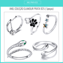 Conjunto 5 Aneis de Prata Glamour