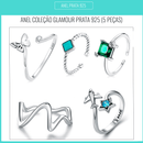 Conjunto 5 Aneis de Prata Glamour